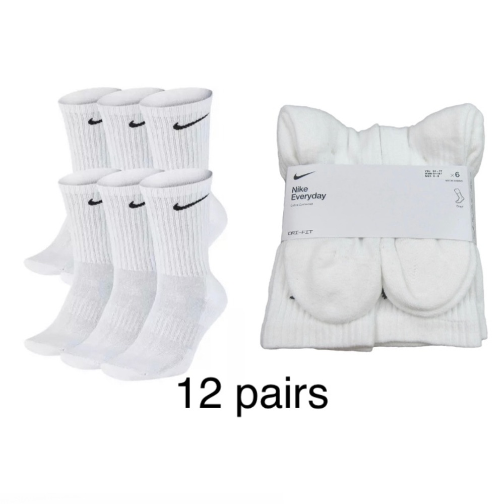 Nike dri-fit everyday cushioned crew training socks 12 pairs